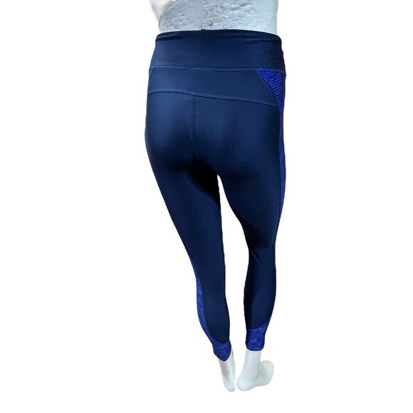 Under Armour Blue Geometric Print Compression Athletic Leggings XS Workout - Picture 11 of 13